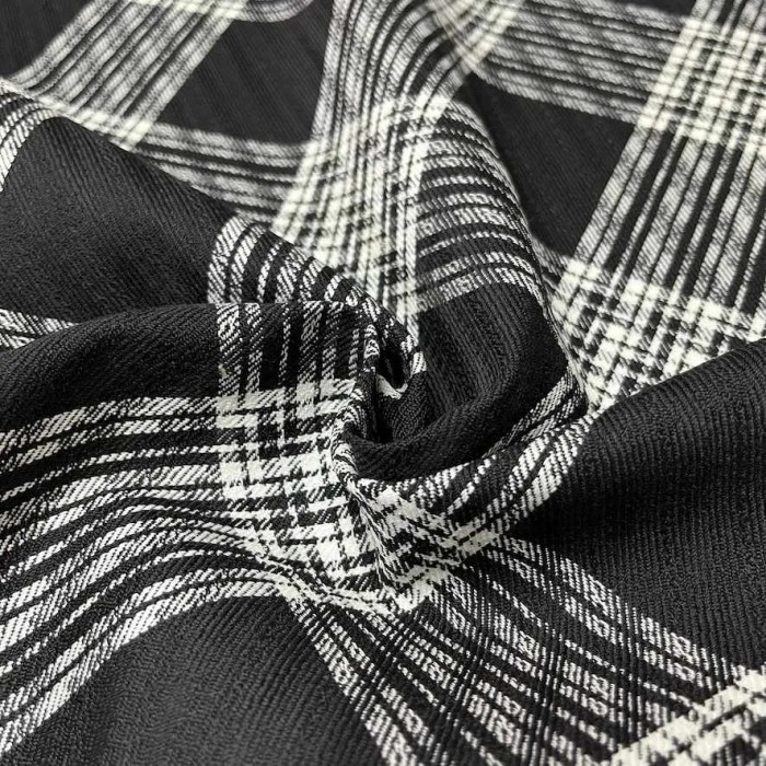 Tissu lainage gros carreaux noir blanc - Haute couture