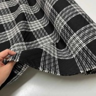 Tissu lainage gros carreaux noir blanc - Haute couture
