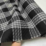 Tissu lainage gros carreaux noir blanc - Haute couture