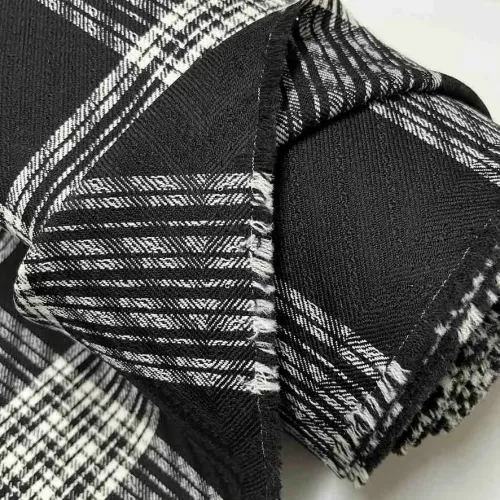Tissu lainage gros carreaux noir blanc - Haute couture