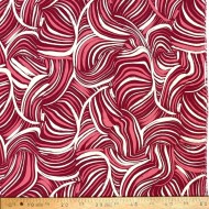 Tissu coton viscose tourbillon rouge rose blanc