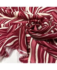 Tissu coton viscose tourbillon rouge rose blanc