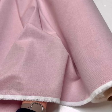 Tissu coton chambray rose uni - Haute couture Tissu coton chambray rose uni - Haute couture