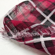 Tissu voile de polyester Carreaux tartan framboise
