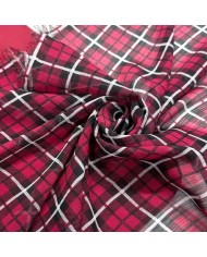 Tissu voile de polyester Carreaux tartan framboise