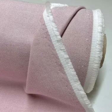 Tissu coton chambray rose uni - Haute couture