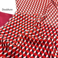 Tissu voile de polyester Cubes rouges et noirs