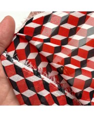 Tissu voile de polyester Cubes rouges et noirs