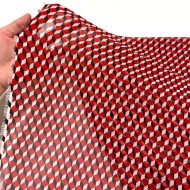 Tissu voile de polyester Cubes rouges et noirs
