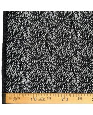 Tissu dentelle polyester élasthanne feuillage noir Haute Couture