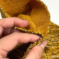 Tissu maille polyester acrylique élasthanne moucheté moutarde