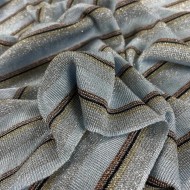 Tissu viscose maille lurex à rayure gris doré