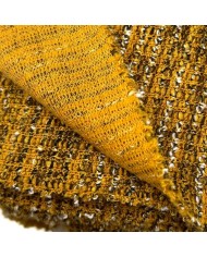 Tissu maille polyester acrylique élasthanne moucheté moutarde