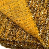 Tissu maille polyester acrylique élasthanne moucheté moutarde