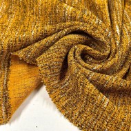 Tissu maille polyester acrylique élasthanne moucheté moutarde