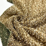 Tissu polyester coton beige effet tweed Bouclé doré