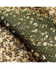 Tissu polyester coton beige effet tweed Bouclé doré