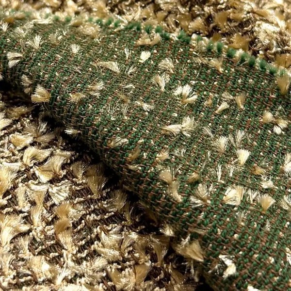 Tissu polyester coton beige effet tweed Bouclé doré Tissu polyester coton beige effet tweed Bouclé doré