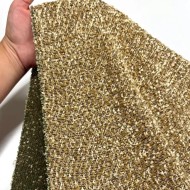 Tissu polyester coton beige effet tweed Bouclé doré