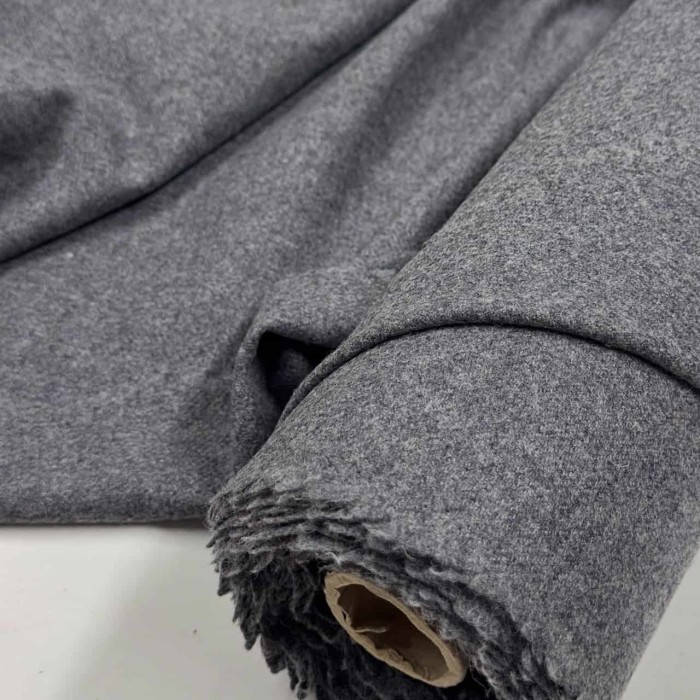 Tissu laine gris chiné uni - Haute Couture