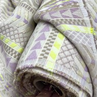 Tissu polyester coton lurex ethnique pastel & fluo
