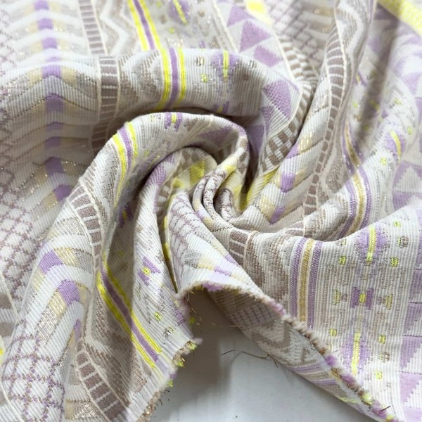 Tissu polyester coton lurex ethnique pastel & fluo Tissu polyester coton lurex ethnique pastel & fluo