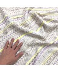 Tissu polyester coton lurex ethnique pastel & fluo