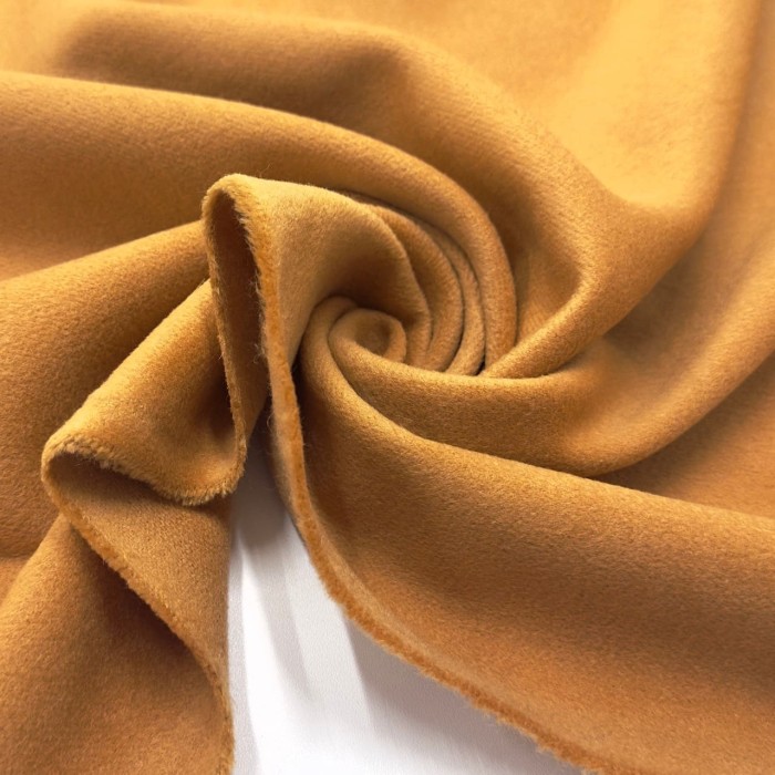 Tissu drap de laine polyester uni ocre