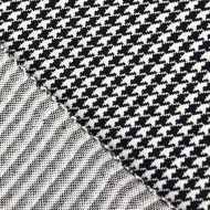Tissu polyester jersey extensible pied de poule blanc et noir