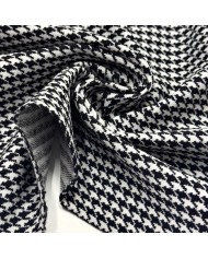 Tissu polyester jersey extensible pied de poule blanc et noir Tissu polyester jersey extensible pied de poule blanc et noir
