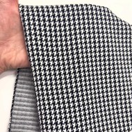 Tissu polyester jersey extensible pied de poule blanc et noir