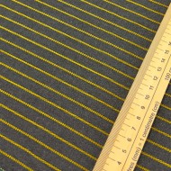 Tissu polyester aspect laine à rayures jaunes sur gris foncé