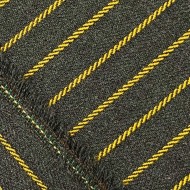 Tissu polyester aspect laine à rayures jaunes sur gris foncé