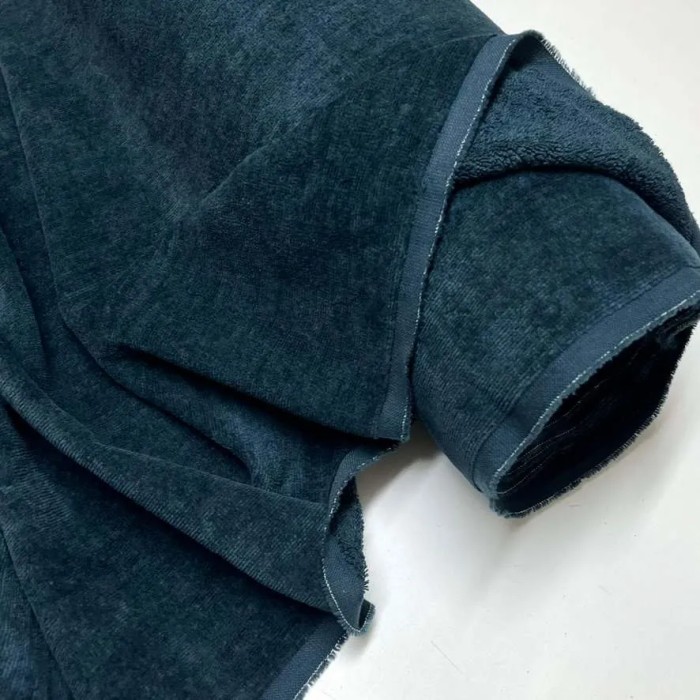 Tissu éponge coton bleu marine Haute gamme