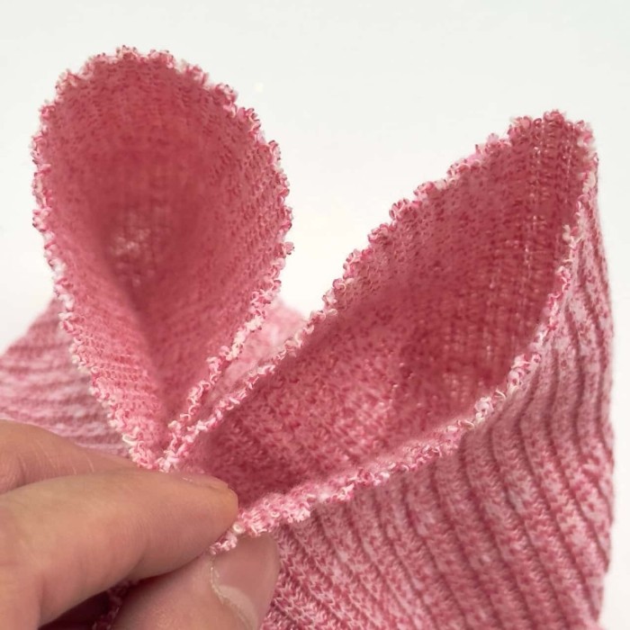Tissu maille polyester coton côtelée rose chiné Tissu maille polyester coton côtelée rose chiné