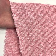 Tissu maille polyester coton côtelée rose chiné Tissu maille polyester coton côtelée rose chiné