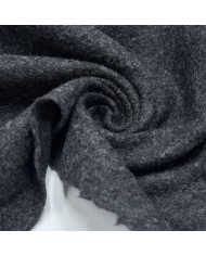 Tissu laine polyester gratté uni gris anthracite