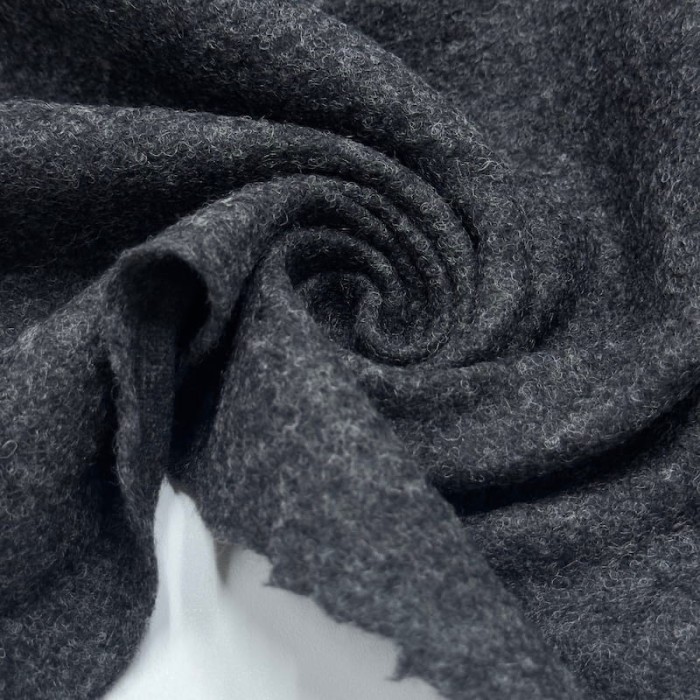 Tissu laine polyester gratté uni gris anthracite Tissu laine polyester gratté uni gris anthracite