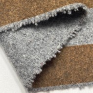 Tissu Laine polyester à rayures marron et gris