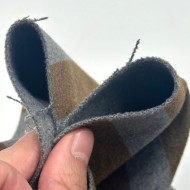 Tissu Laine polyester à rayures marron et gris