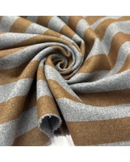 Tissu Laine polyester à rayures marron et gris Tissu Laine polyester à rayures marron et gris