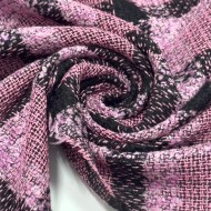 Tissu laine polyester à grandes carreaux rose et noir Tissu laine polyester à grandes carreaux rose et noir