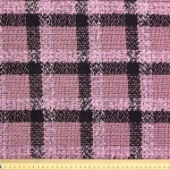 Tissu laine polyester à grandes carreaux rose et noir Tissu laine polyester à grandes carreaux rose et noir