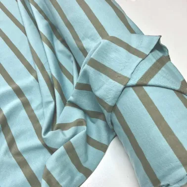 Tissu jersey coton rayures turquoise vert