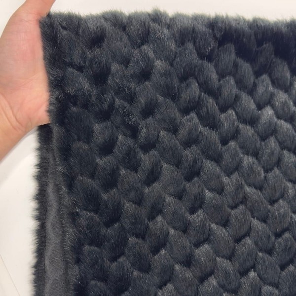 Tissu fausse fourrure acrylique polyester relief écaille noir Tissu fausse fourrure acrylique polyester relief écaille noir