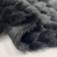 Tissu fausse fourrure acrylique polyester relief écaille noir