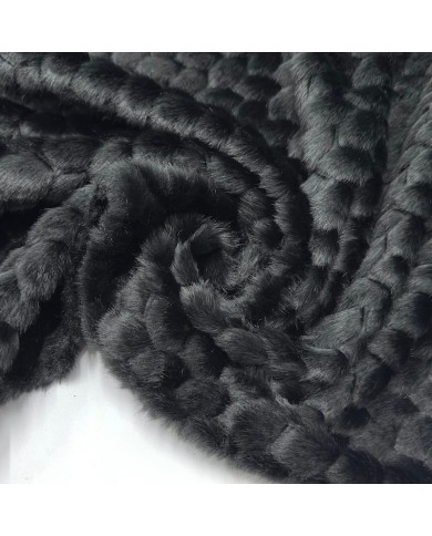 Tissu fausse fourrure acrylique polyester relief écaille noir Tissu fausse fourrure acrylique polyester relief écaille noir