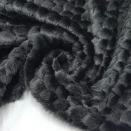 Tissu fausse fourrure acrylique polyester relief écaille noir