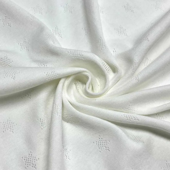 Tissu jersey coton brodé étoile blanc - Marque française Tissu jersey coton brodé étoile blanc - Marque française