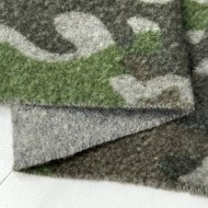 Tissu laine polyester camouflage vert kaki et gris